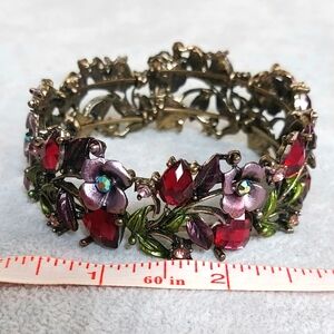 Bracelet JTV purple flowers and rhinestones